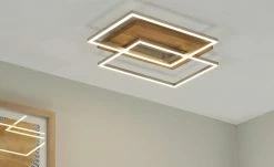 LED-Deckenleuchte, 2-flammig, Eiche natur