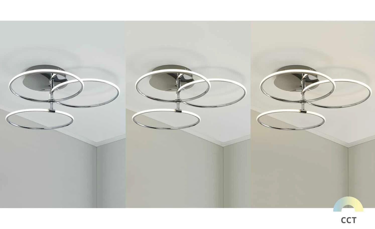 KHG LED-Deckenleuchte, 3-flammig, chrom `Ringe´ 4 KHG LED-Deckenleuchte, 3-flammig, chrom `Ringe´ – Bild 2