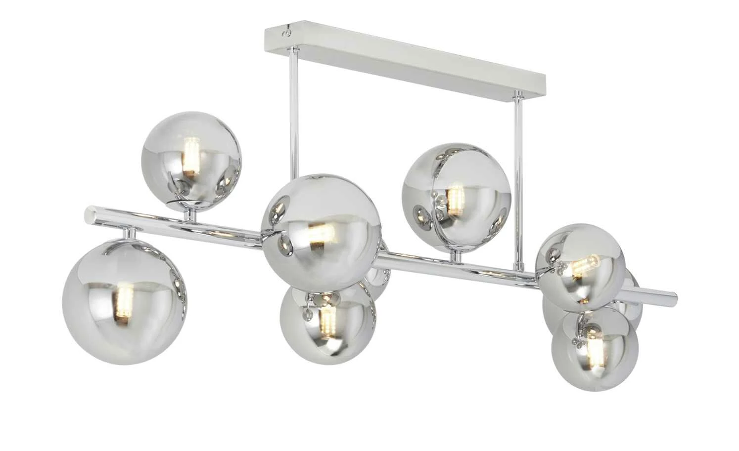 Meisterleuchten Deckenleuchte, 9-flammig, chrom, Rauchglas-Kugeln 8 Meisterleuchten Deckenleuchte, 9-flammig, chrom, Rauchglas-Kugeln – Bild 6