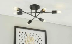 HOME STORY Deckenleuchte, 6-flammig, Schwarz