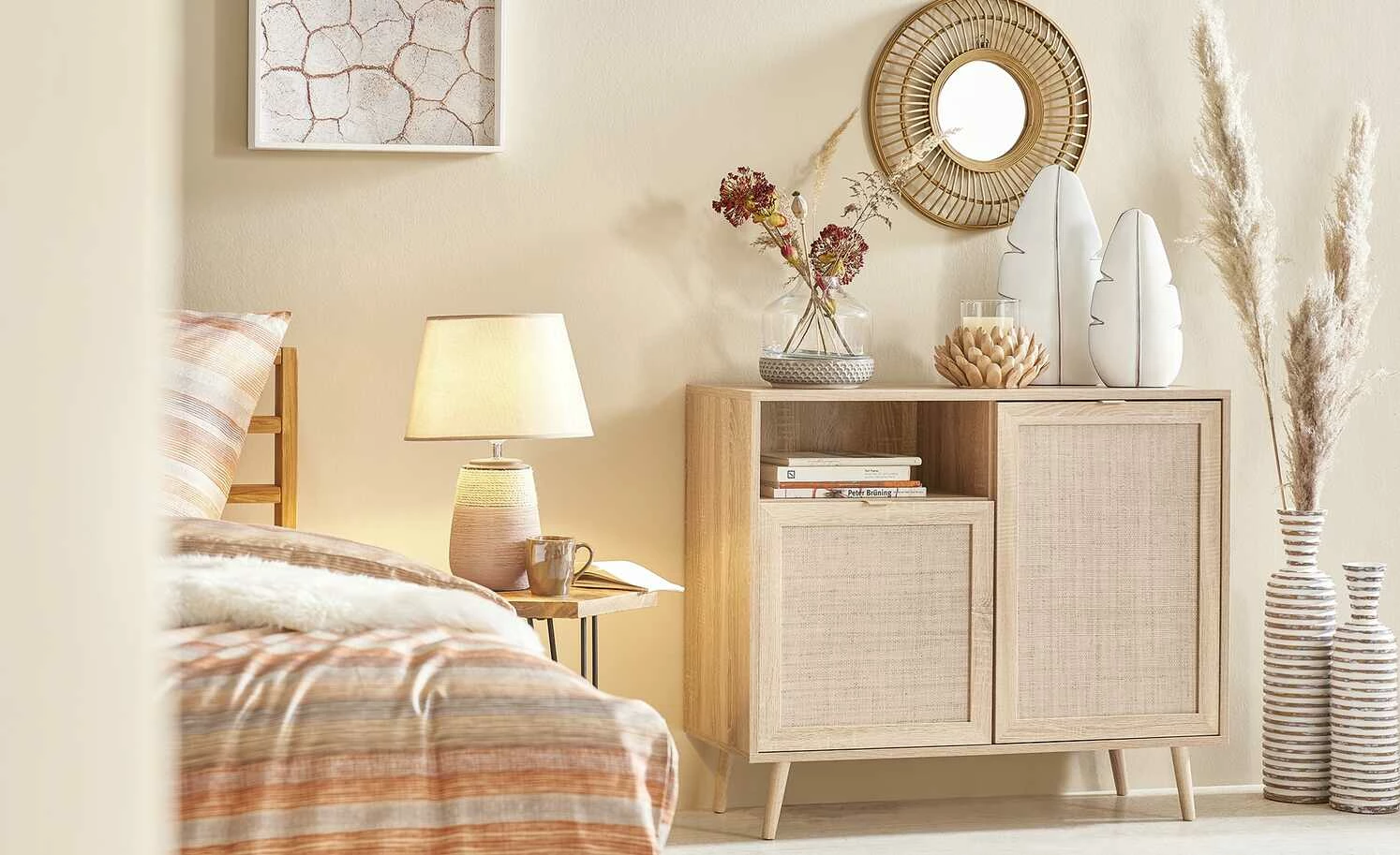 KHG Keramik-Tischleuchte, 1-flammig, Leinen-Schirm 3 KHG Keramik-Tischleuchte, 1-flammig, Leinen-Schirm