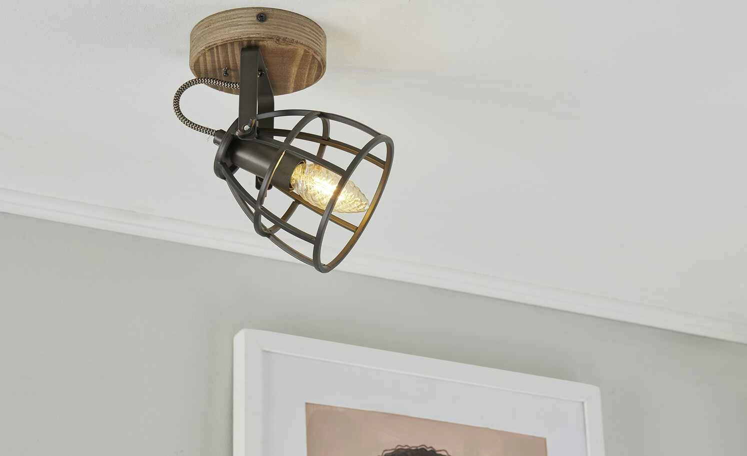 Deckenleuchte, 1-flammig, Holz/Metall 3 Deckenleuchte, 1-flammig, Holz/Metall