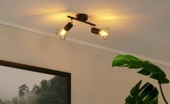 Deckenstrahler, 2-flammig, Draht schwarz