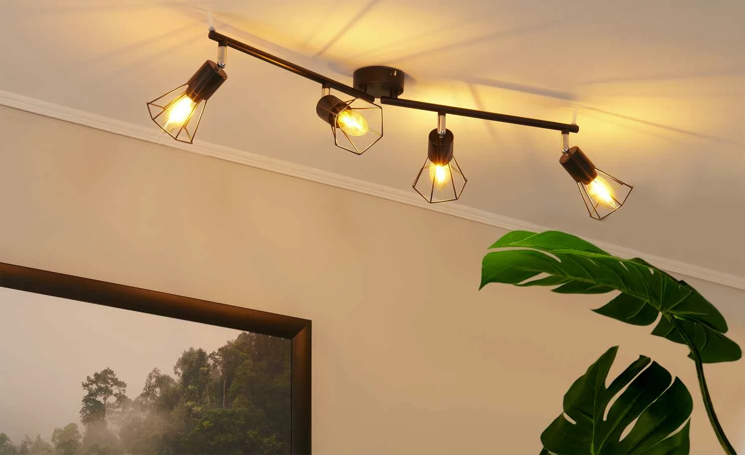 Deckenstrahler, 4-flammig, Draht schwarz 3 Deckenstrahler, 4-flammig, Draht schwarz