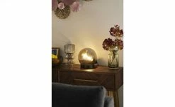 Tischleuchte, Glaskugel in Rauchglas | Grau