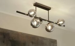 Meisterleuchten Deckenleuchte, 5-flg. schwarzchrom/Rauchglas