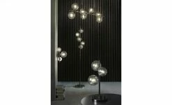 Meisterleuchten Stehleuchte, 5-flammig, schwarzchrom,Rauchglas