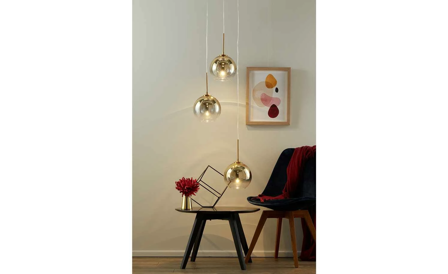 Meisterleuchten LED-Pendelleuchte, messing, Glas goldfarben beschichtet 3 Meisterleuchten LED-Pendelleuchte, messing, Glas goldfarben beschichtet