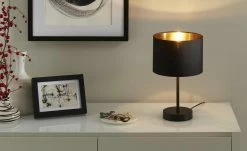 KHG Tischleuchte, 1-flammig, schwarz/goldfarben