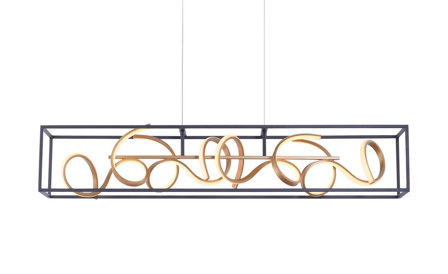 Paul Neuhaus LED-Pendelleuchte, schwarz/goldfarben 4 Paul Neuhaus LED-Pendelleuchte, schwarz/goldfarben – Bild 2