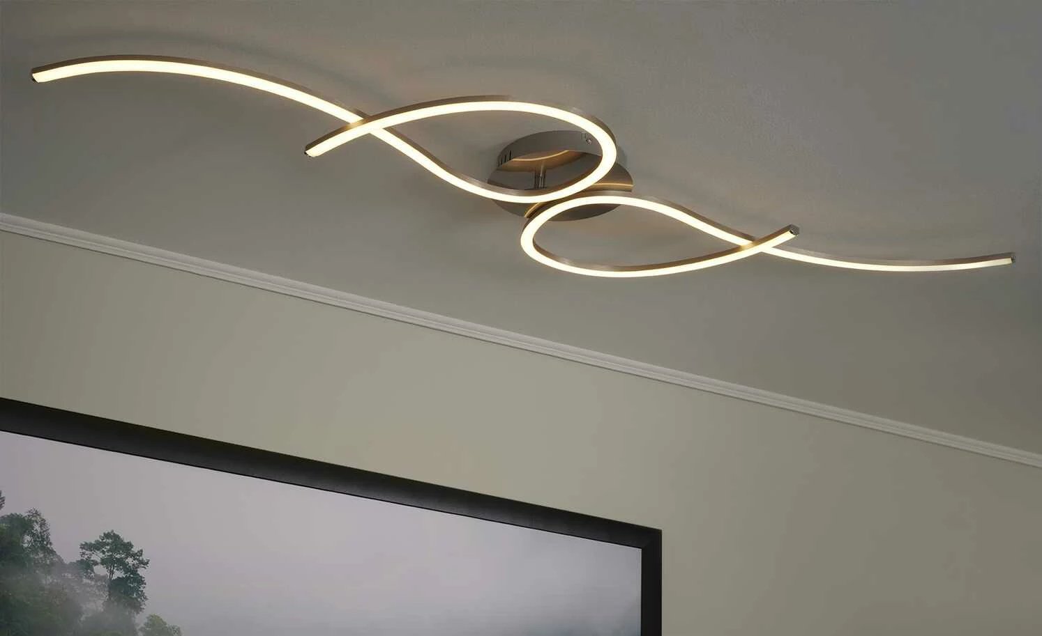 Paul Neuhaus LED-Deckenleuchte, 2-flammig, Nickel-matt, geschwungen 4 Paul Neuhaus LED-Deckenleuchte, 2-flammig, Nickel-matt, geschwungen – Bild 2