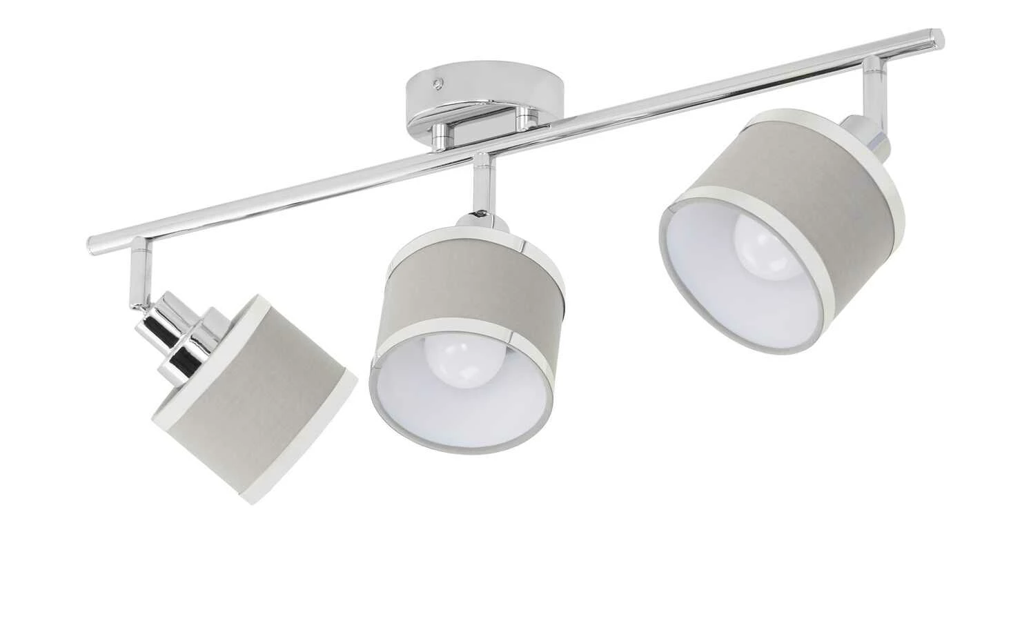 Wofi Strahler 3-flammig, chrom/ Stoffschirm grau 6 Wofi Strahler 3-flammig, chrom/ Stoffschirm grau – Bild 4