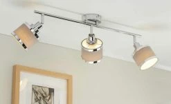 Wofi Strahler 3-flammig, chrom/ Stoffschirm grau