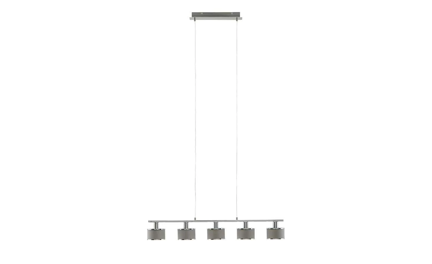 Wofi Pendelleuchte, 5-flammig, Stoffschirm grau/chrom 4 Wofi Pendelleuchte, 5-flammig, Stoffschirm grau/chrom – Bild 2