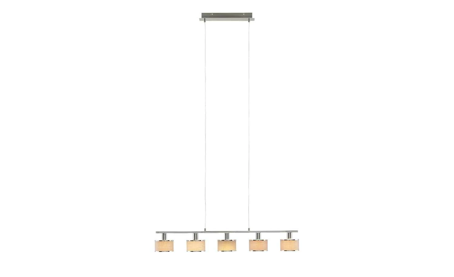Wofi Pendelleuchte, 5-flammig, Stoffschirm grau/chrom 5 Wofi Pendelleuchte, 5-flammig, Stoffschirm grau/chrom – Bild 3