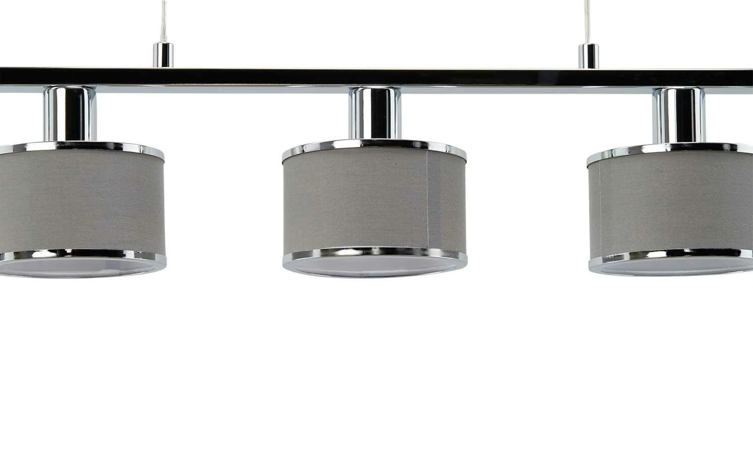 Wofi Pendelleuchte, 5-flammig, Stoffschirm grau/chrom 6 Wofi Pendelleuchte, 5-flammig, Stoffschirm grau/chrom – Bild 4