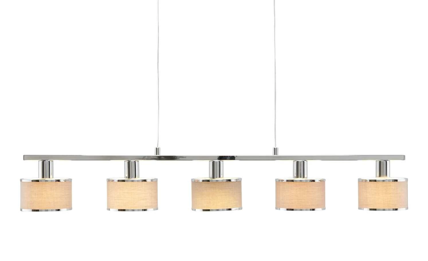 Wofi Pendelleuchte, 5-flammig, Stoffschirm grau/chrom 3 Wofi Pendelleuchte, 5-flammig, Stoffschirm grau/chrom