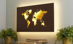 Wofi LED-Wandleuchte ´Landkarte` Blattgold-Optik