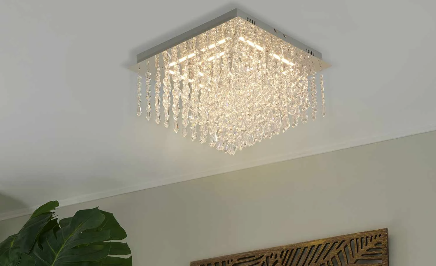 B-Leuchten LED-Deckenleuchte, chrom mit Glasbehang 4 B-Leuchten LED-Deckenleuchte, chrom mit Glasbehang – Bild 2