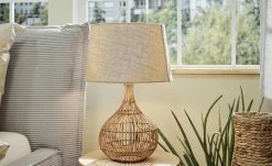 HOME STORY Rattan-Tischleuchte, 1-flammig