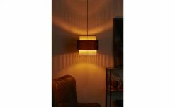 HOME STORY Pendelleuchte, 1-flammig, schwarz/ Rattanoptik