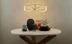 Trio LED-Pendelleuchte messing matt, geschwungen | messingfarben