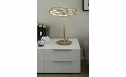 Trio LED-Tischleuchte, messing-matt, geschwungen | messingfarben