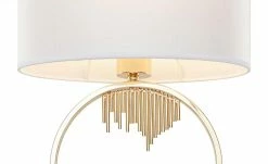 HOME STORY Tischleuchte, 1-flammig, goldfarben/ Schirm weiß -Innenleuchten Verkaufsladen 11686540 2 202203142232