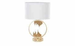 HOME STORY Tischleuchte, 1-flammig, goldfarben/ Schirm weiß -Innenleuchten Verkaufsladen 11686540 7 202203142232