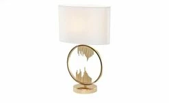 HOME STORY Tischleuchte, 1-flammig, goldfarben/ Schirm weiß -Innenleuchten Verkaufsladen 11686540 8 202203142232