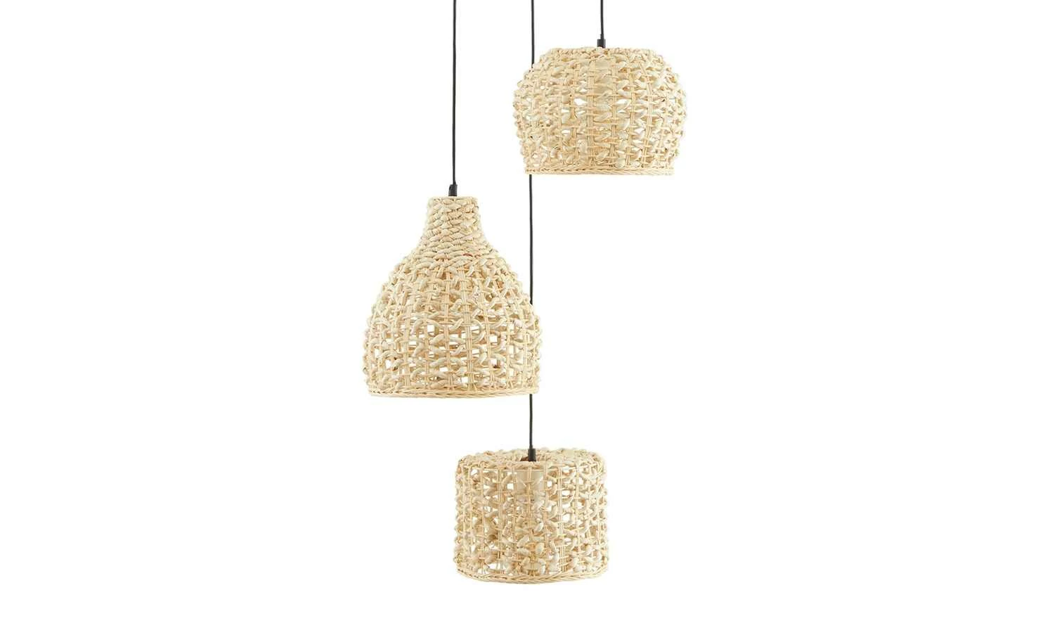 HOME STORY Rattan-Pendelleuchte, 3-flammig 4 HOME STORY Rattan-Pendelleuchte, 3-flammig – Bild 2