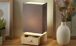 for friends Tischleuchte, 1-flammig, Holz/ Stoffschirm grau -Innenleuchten Verkaufsladen 11686561 2 202111301239