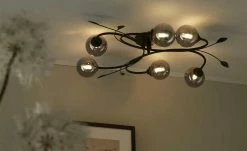 KHG LED-Deckenleuchte, 6-flammig, schwarz/Rauchglas