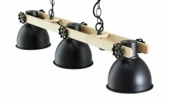 KHG Pendelleuchte, 3-flammig, schwarz mit Pinienholz -Innenleuchten Verkaufsladen 11686575 3 202203081236