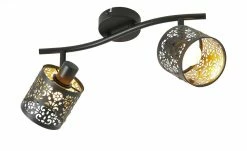 KHG Deckenstrahler, 2-flammig, schwarz/gold mit Stanzung -Innenleuchten Verkaufsladen 11686602 2 202202072233