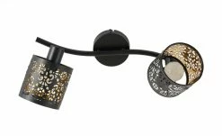 KHG Deckenstrahler, 2-flammig, schwarz/gold mit Stanzung -Innenleuchten Verkaufsladen 11686602 4 202202072233