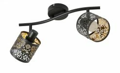 KHG Deckenstrahler, 2-flammig, schwarz/gold mit Stanzung -Innenleuchten Verkaufsladen 11686602 7 202202072233