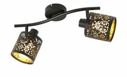 KHG Deckenstrahler, 2-flammig, schwarz/gold mit Stanzung -Innenleuchten Verkaufsladen 11686602 8 202202072233