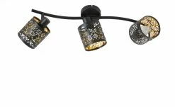 KHG Deckenstrahler, 3-flammig, schwarz/gold mit Stanzung -Innenleuchten Verkaufsladen 11686603 4 202202081235