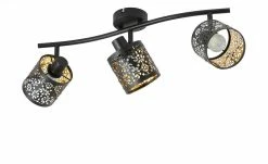 KHG Deckenstrahler, 3-flammig, schwarz/gold mit Stanzung -Innenleuchten Verkaufsladen 11686603 5 202202081235