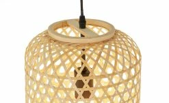 HOME STORY Pendelleuchte, 1-flammig, Bambusgeflecht natur | Creme -Innenleuchten Verkaufsladen 11686654 4 202202221234