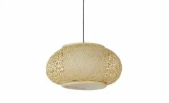 HOME STORY Pendelleuchte, 1-flammig, Rattan/ Stoff