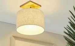 Trio Deckenleuchte, 1-flammig, Nickel-antik/ Holz