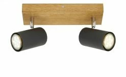 Trio Deckenspot, 2-flammig, schwarz / Eiche -Innenleuchten Verkaufsladen 11686693 1 202104272235