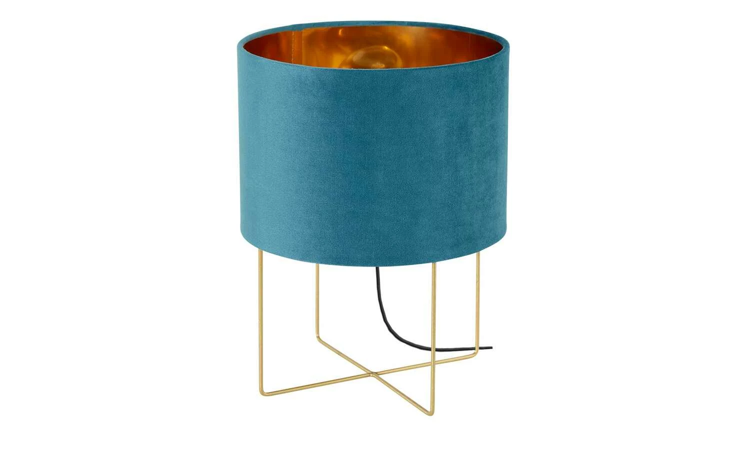 Fischer-Honsel Tischleuchte, 1-flammig, türkis Samt `klein´ | 32|cm Blau, Grün 4 Fischer-Honsel Tischleuchte, 1-flammig, türkis Samt `klein´ | 32|cm Blau, Grün – Bild 2