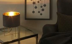 Fischer-Honsel Tischleuchte, 1-flammig, grau Samt `klein´ | 32|cm Grau