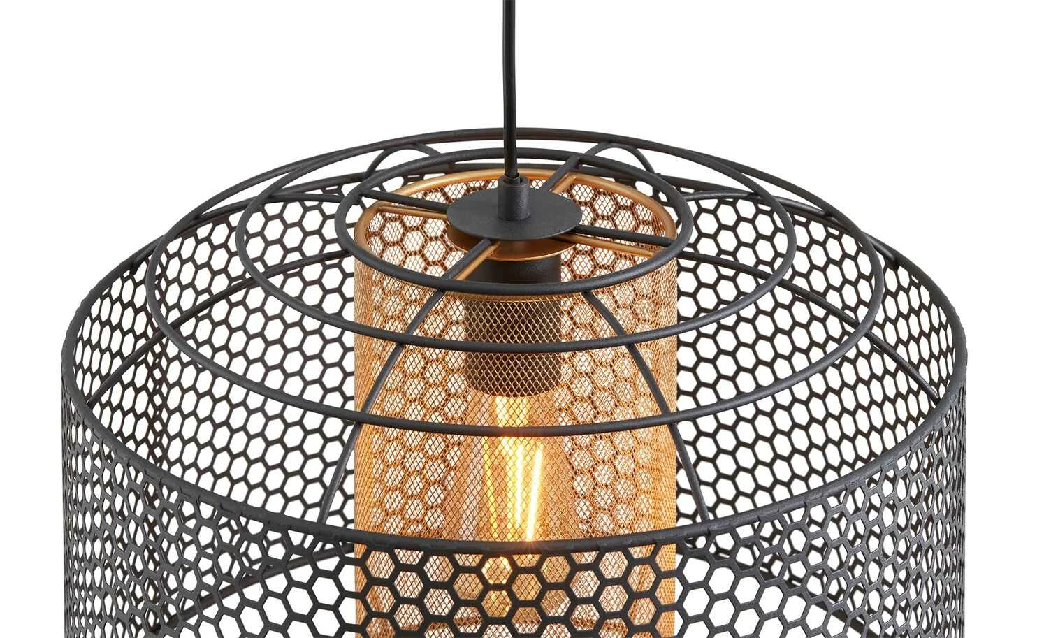 Pendelleuchte, 1-flammig, Metall schwarz/goldfarben 8 Pendelleuchte, 1-flammig, Metall schwarz/goldfarben – Bild 6