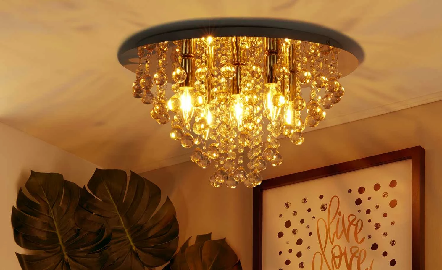 Deckenleuchte, 5-flammig, Beahang goldfarben 3 Deckenleuchte, 5-flammig, Beahang goldfarben