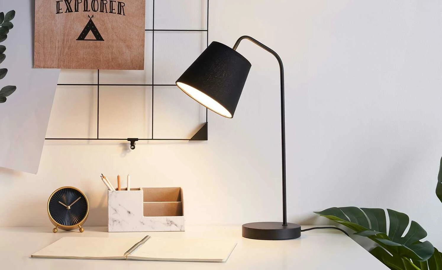 Tischleuchte, 1-flammig, Stoffschirm schwarz 3 Tischleuchte, 1-flammig, Stoffschirm schwarz