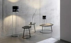 Stehleuchte 1-flammig Textil Round Lights Chrome